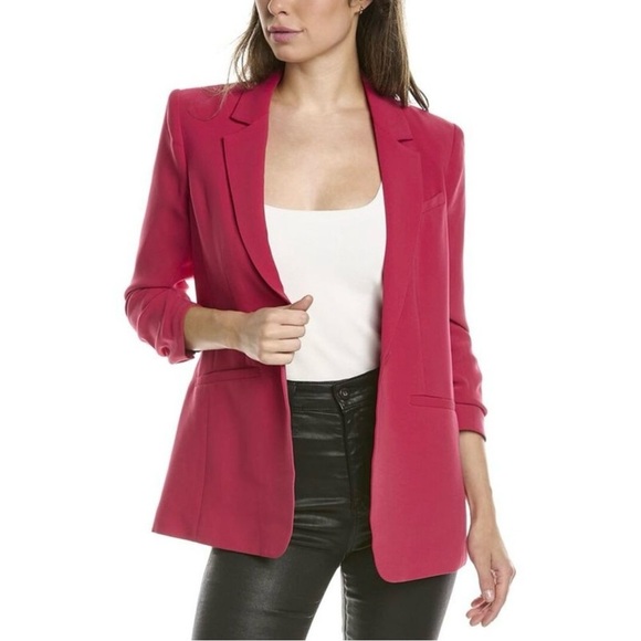 CINQ A SEPT Khloe Crepe Blazer Raspberry 4 - Picture 3 of 14